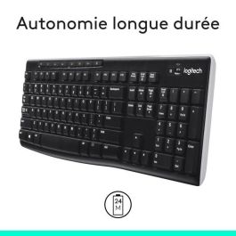 Logitech Teclado Inalámbrico K270 Francés, Resistente a Salpicaduras, 8 Teclas de Acceso Directo, Compatible con Windows