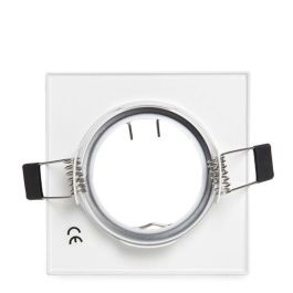 Aro Foco Downlight Basculante Cuadrado Aluminio Blanco 83/83Mm