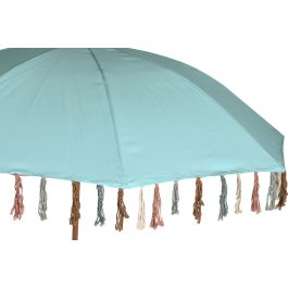 DKD Home Decor Parasol Terraza y Jardín Azul Celeste 180 x 190 x 180 cm con Flecos