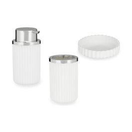 Berilo Set de Baño 3 Piezas Blanco - Jabonero, Dispensador y Bote 10.5x16.5x15.5 cm (12 Unidades)
