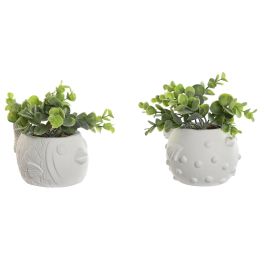 Planta Mediterraneo DKD Home Decor Blanco Verde 9 x 18 x 14 cm (3 Unidades)