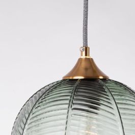 Lámpara Colgante Probolinggo SKD-P80049 de Cristal y Metal, Diseño Clásico Años 20, Esférica Azulada, Bombilla E27, Salón Comedor