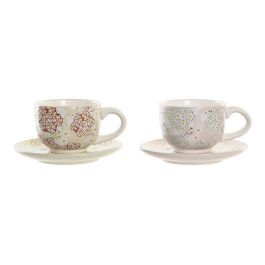 DKD Home Decor Juego Tazas Café Tradicional Colección Ivy&daisy 2022 Verde Beige 180 ml Apto Microondas y Lavavajillas Set de 6