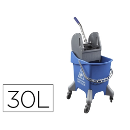 Blanca Carro de Limpieza con Bastidor y Escurridor, 32 L, Azul, 455x370x970 mm