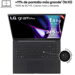 LG 16ZD90SP-A.AX78B Portátil 16" OLED 3K 120Hz Intel Core Ultra 7 32GB RAM 1TB SSD Plata Ultraligero 1.2kg Batería 24.5h