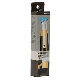 WEDO Allround-Cutter Cúter de Cuchillas Intercambiables 18 mm, incluye 2 Cuchillas de Repuesto, Negro/Amarillo