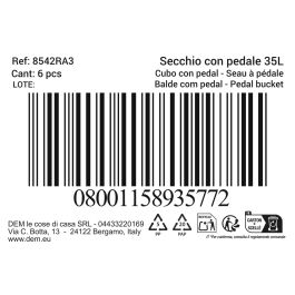 Inde Cubo con Pedal Ecoponto 35L, Tapa Blanca, 40 cm Ancho x 33 cm Largo x 46 cm Alto (6 Unidades) Inde Cubo con Pedal Ecoponto 35L, Tapa Blanca, 40 cm Ancho x 33 cm Largo x 46 cm Alto (6 Unidades)