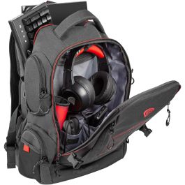 GENESIS Pallad 550 Mochila Gaming para Portátiles 17.3 pulgadas, Negro Rojo, Resistente al Agua y Golpes, con Múltiples Compartimentos