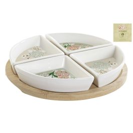 DKD Home Decor Aperitivo Tradicional de Gres y Bambú, Verde, Beige y Blanco, Set de 5 Piezas, 21.5x21.5x1 cm, Apto Lavavajillas Precio: 15.59000058. SKU: S3041112