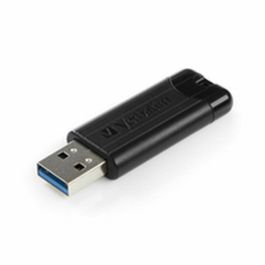 Verbatim PinStripe Memoria USB 3.0 de 128GB Negro, con Diseño Deslizante Retráctil para Protección de Conexión y Transferencias Rápidas