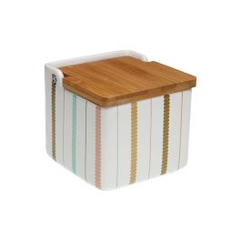 Versa Salero con Tapa de Bambú Flint de Cerámica, 12.2x12.2x11.5 cm (4 Unidades)