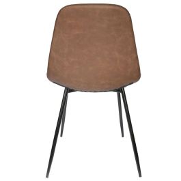 Home Deco Factory Silla Amber Marrón, Estilo Industrial, Respaldo Madera Contraplacada y Patas Hierro, 54.2x43.7x85.5 cm