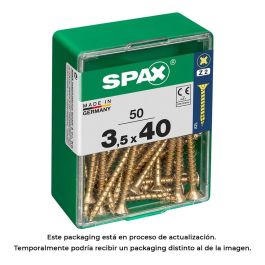 Spax 4081020350402 Tornillo Madera Cabeza Plana Yellox Rosca Completa Ranura Cruz Z2 4Cut 3,5x40mm Caja 50 Unidades