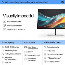 HP 724pf Monitor Series 7 Pro 23.8 pulgadas FHD 100Hz - Precisión Color, Contraste 1500:1, Micro-Bordes, Ergonómico, Libre de PVC