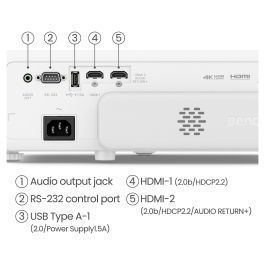 BenQ TK710STi Proyector 4K UHD (3840x2160) Corto Alcance - 3200 Lúmenes ANSI, DLP Laser, HDR10, para Juegos, Blanco/Negro