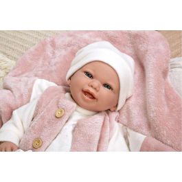 Muñecas Arias Muñeca Elegance Colin Rosa de 40 cm con Manta – Muñeco de Peso para Niños +3 Años