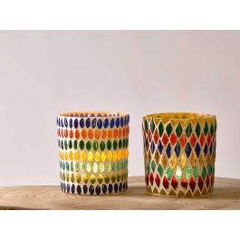 Portavela Redondo Rombos Surtidos Giftdecor 8x9.5x8 cm Vidrio Multicolor (24 Unidades) Portavela Redondo Rombos Surtidos Giftdecor 8x9.5x8 cm Vidrio Multicolor (24 Unidades)