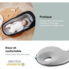 Babymoov Lovenest Soporte ergonómico para la cabeza, ahumado. Previene la plagiocefalia. Algodón transpirable, apto desde el nacimiento para cuna, silla de auto y cochecito.