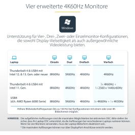 Funda para Teclado Startech 132UE-TB4USB4DOCK