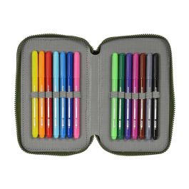 Plumier Triple Safta Dark forest Negro Verde 12.5 x 19.5 x 5.5 cm (36 Piezas)