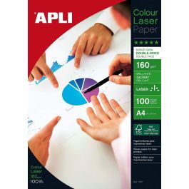 Apli Papel Fotográfico A4 160 gr Láser Doble Cara Paquete 100H Blanco Brillo Precio: 16.50000044. SKU: BIX11817