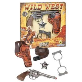 Pistola 8 tiros wild west con cartuchera, esposas y estrella 28x28x4 cm Pistola 8 tiros wild west con cartuchera, esposas y estrella 28x28x4 cm