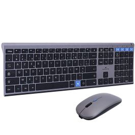 Bluestork BLU3760162052763 Conjunto Teclado y Ratón Inalámbricos AZERTY Metálico Silencioso Teclas de Tijera