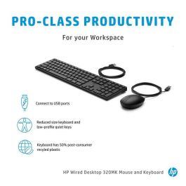 HP 320MK Teclado y Ratón con Cable USB – Set para Productividad Profesional