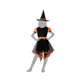 Disfraz Infantil Bruja Vestido Corto Naranja Falda Asimétrica 5-6 Años Halloween