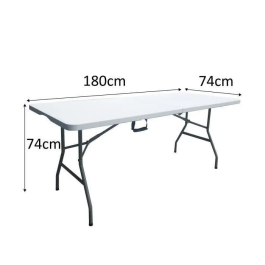 Mesa Plegable 180 cm Plástico Resistente a la Intemperie para 8 Personas Uso Interior y Exterior