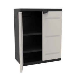 Plastiken TITANIO Armario bajo 2 puertas con estantes Beige y Negro A70 x P44 x H88 cm Precio: 87.9499995. SKU: B1AVRJNVRL