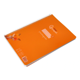 Liderpapel Cuaderno espiral A4 Pautaguía tapa plástico 80 hojas 90gr cuadro pautado 3mm con margen color naranja