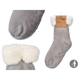 Calcetin Sherpa Adulto Gris Claro Giftdecor 21X39CM (12 Unidades) Precio: 62.68999957. SKU: B1F57G6WE4