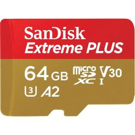 Sandisk SDSQXBU-064G-GN6MA Tarjeta Memoria MicroSDXC Extreme PLUS 64GB Clase 10 UHS-I U3 V30 A2 con Adaptador SD