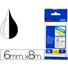 BROTHER Cinta laminada blanco/negro 6mm Precio: 11.88999966. SKU: S8402420