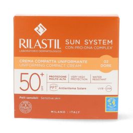 Rilastil SUN SYSTEM SPF50+ Crema Compacta #dore Polvo Maquillaje Tono Beige Claro Waterproof Hipoalergénico 10g
