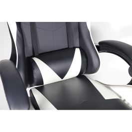Edm Silla Gaming Ergonómica Negra y Blanca, Altura Regulable, Reclinable 90-135°, Soporte Lumbar, 150kg Máximo