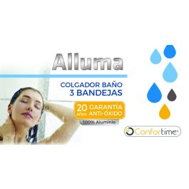 Confortime Colgador Baño 3 Bandejas para Puerta 12.5 cm Ancho x 57.5 cm Alto x 28 cm Largo