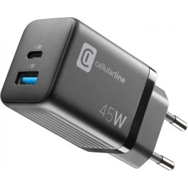 Cellularline Cargador Multipower Micro 45W GaN 2 Puertos Negro