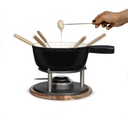 LIVOO MEN426N Juego de Fondue Tradicional 2,6L para 6 Personas de Hierro Fundido Esmaltado, Apto para Todo Tipo de Fuegos con 6 Tenedores