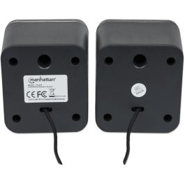 MANHATTAN 2600 Series Stereolautsprecher ber 3.5 mm-Klinkenstecker Strom ber USB-A kompaktes Format fr PCs und Notebooks schwarz