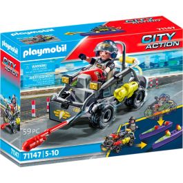 Playmobil Fuerzas Especiales Quad Multiterreno con Lancha Acuática Transformable, Juguete Policial de Acción