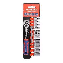 Workpro Juego de 14 Piezas Llaves de Vaso de 1/4 " Acero Cromo Vanadio Carraca Extensión Azul Rojo Precio: 15.49999957. SKU: B1E4XGQRAZ