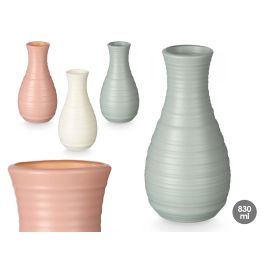 Jarrón Abombado Rayas Giftdecor 20 cm - Blanco, Gris, Rosa (24 Unidades) Precio: 38.95000043. SKU: B16VGYGR55