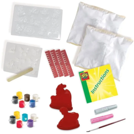 Ses Creative Kit 3 en 1 para Moldear y Pintar Yeso Animales con Pinturas y Purpurina