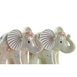 DKD Home Decor Figura Colonial Elefante Resina Verde Beige 4.5 x 7 x 9 cm (4 Unidades)