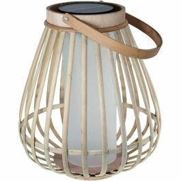 Marta Lámpara Solar Decorativa de Bambú con Luz de Llama Realista, Recargable USB para Interior y Exterior - Beige