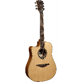 LAG Guitarra Acústica Dreadnought Hyvibe 10 A/E Cutaway para Zurdos con Funda Delux