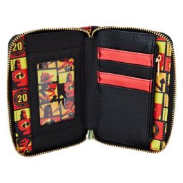 Loungefly Cartera 20th Anniversary Los Increíbles Disney Pixar Billetera de Piel Vegana Metalizada con Cremallera y Ranuras para Tarjetas