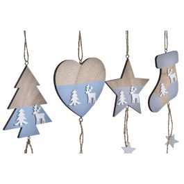 DKD Home Decor Decoración Colgante Navidad Alpina MDF Colores Surtidos 30cm (Pack 24 Unidades)